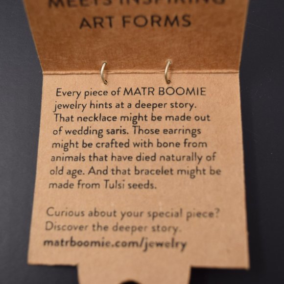 Matr Boomie Earring Teardrop Silvertone Textured New Handmade Artisan Boho - Picture 6 of 7